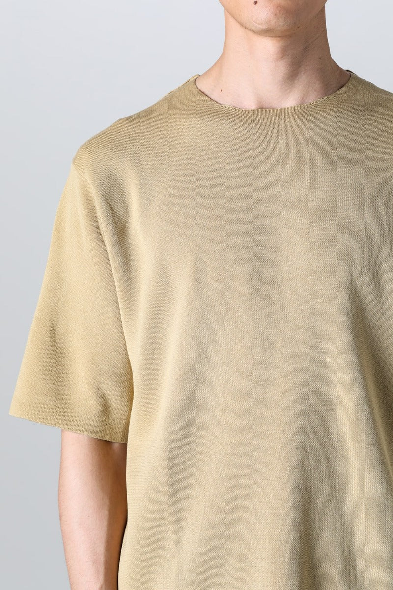 Knit short sleeve cotton / silk / linen Mastard