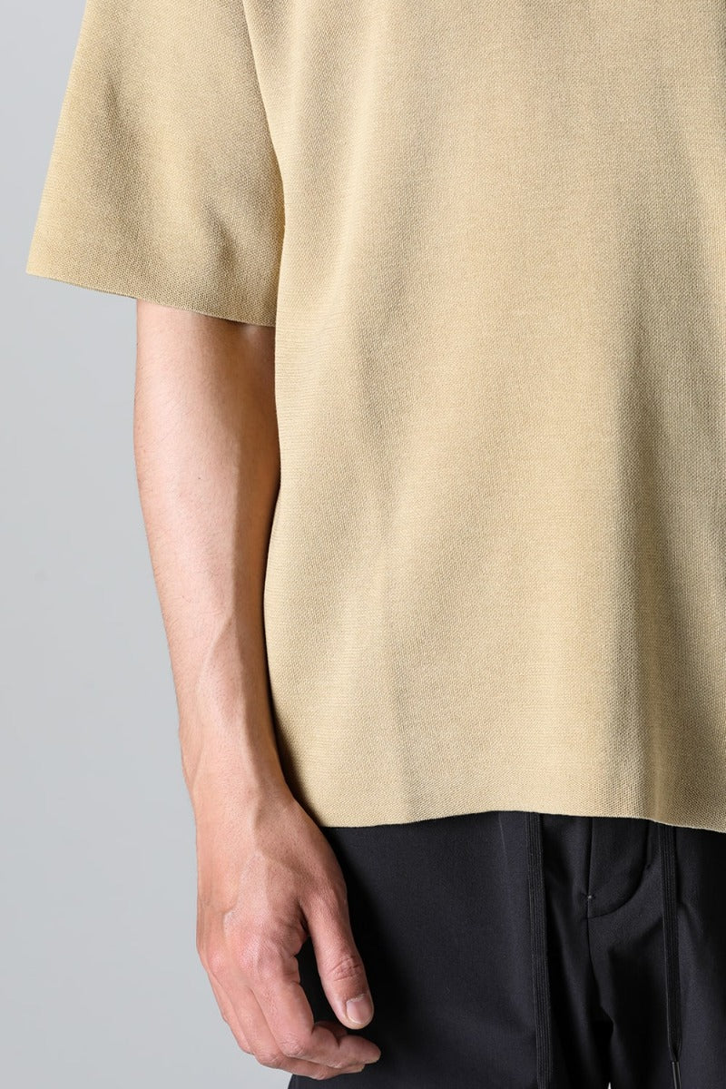 Knit short sleeve cotton / silk / linen Mastard