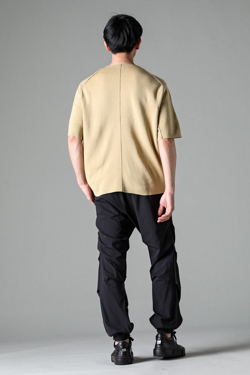 Knit short sleeve cotton / silk / linen Mastard