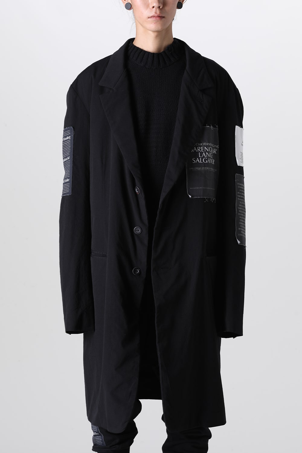 Oversized Long Jacket w/Printed Patches