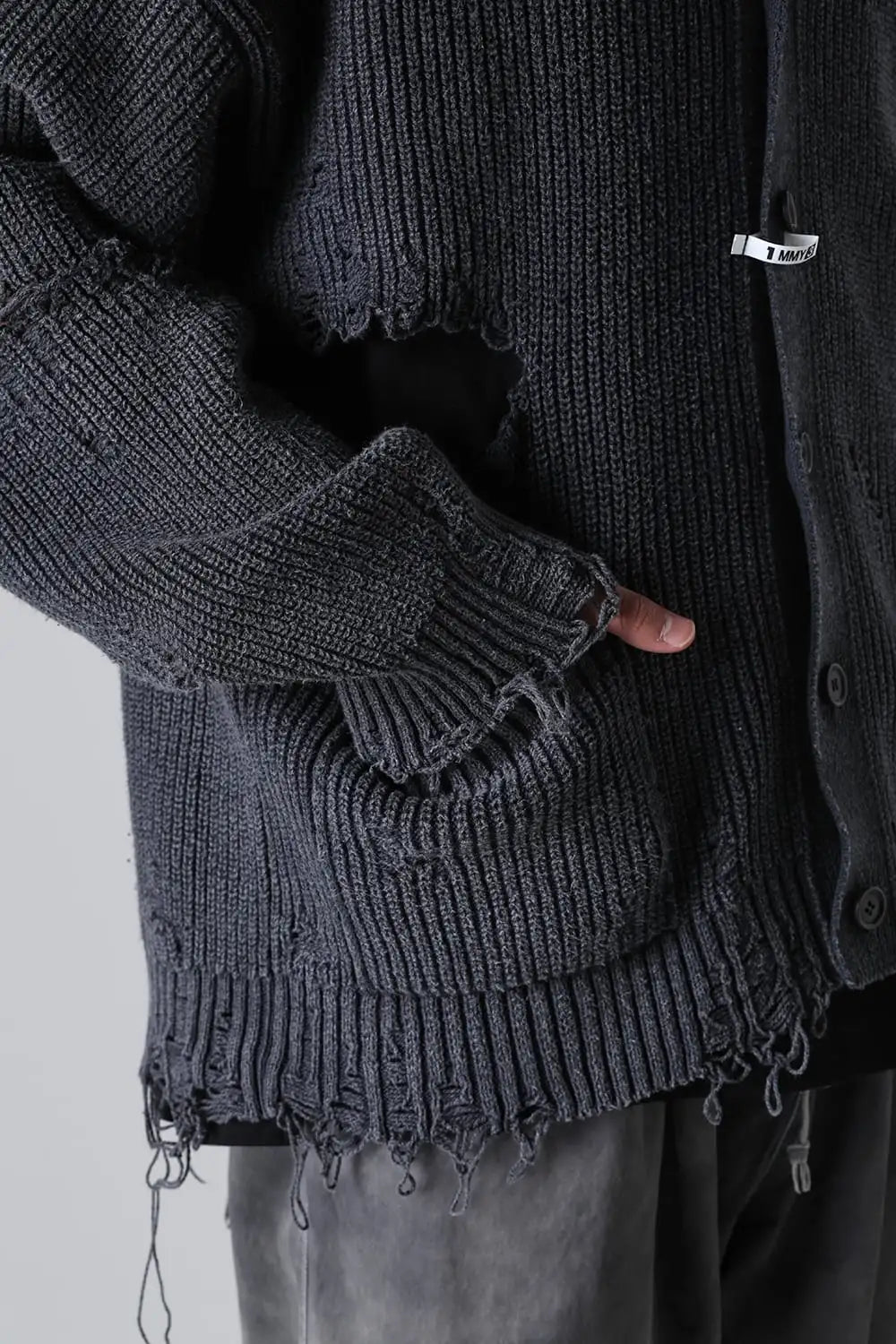 Bleached Knit Cardigan Black