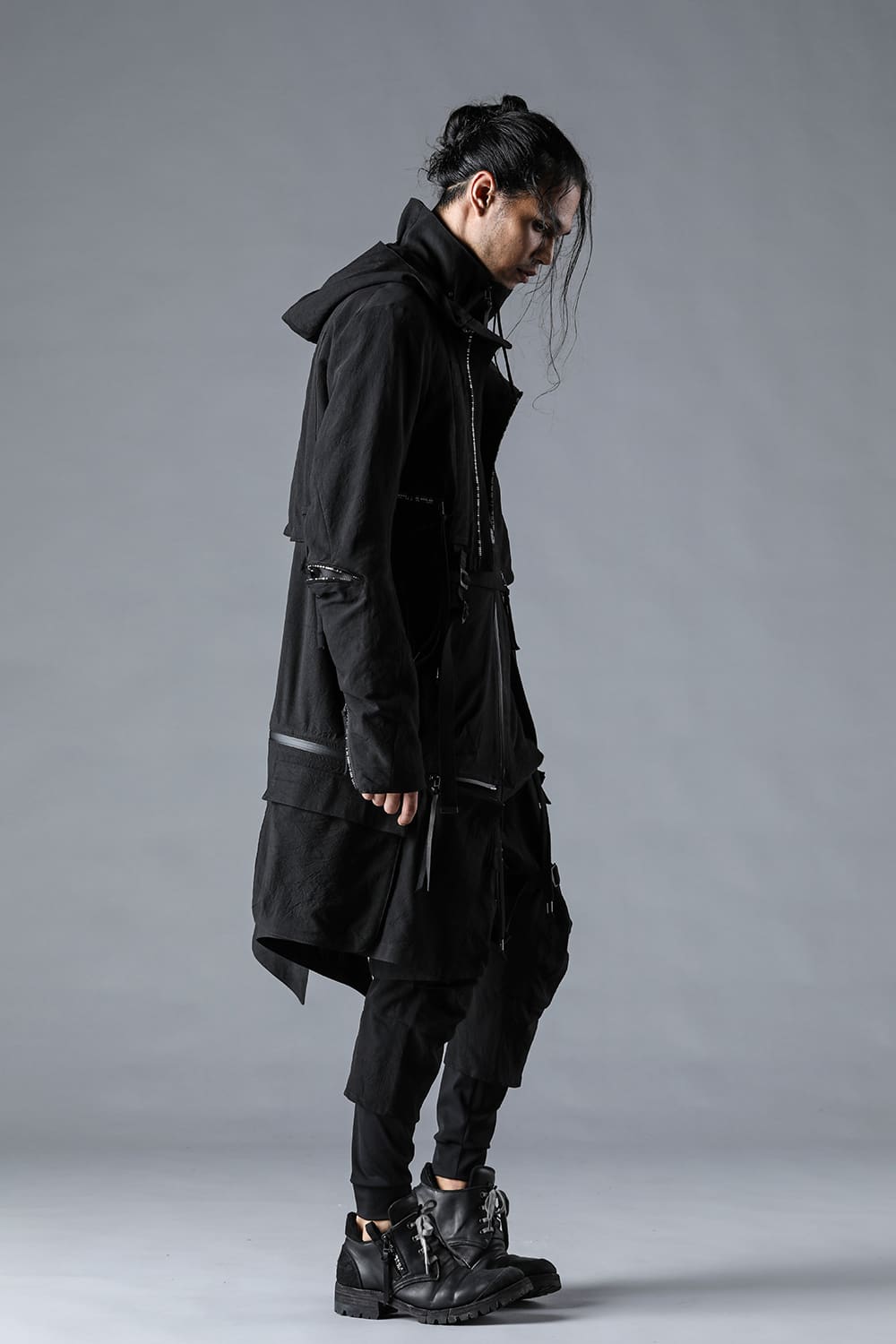 Salt-Shrunk Washed Dobby Border Military Coat