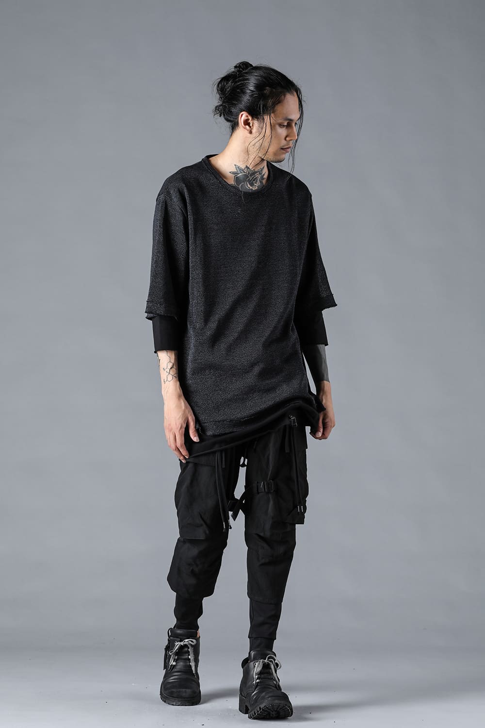 Washi x Rayon Knit Layered T-Shirt