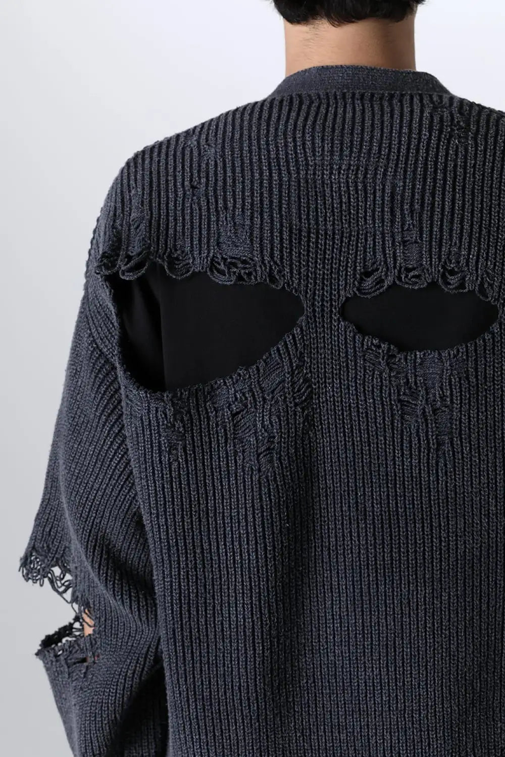 Bleached Knit Cardigan Black