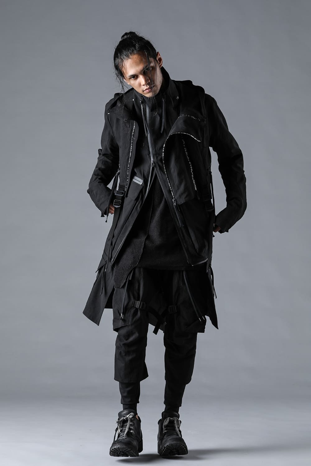 Salt-Shrunk Washed Dobby Border Military Coat