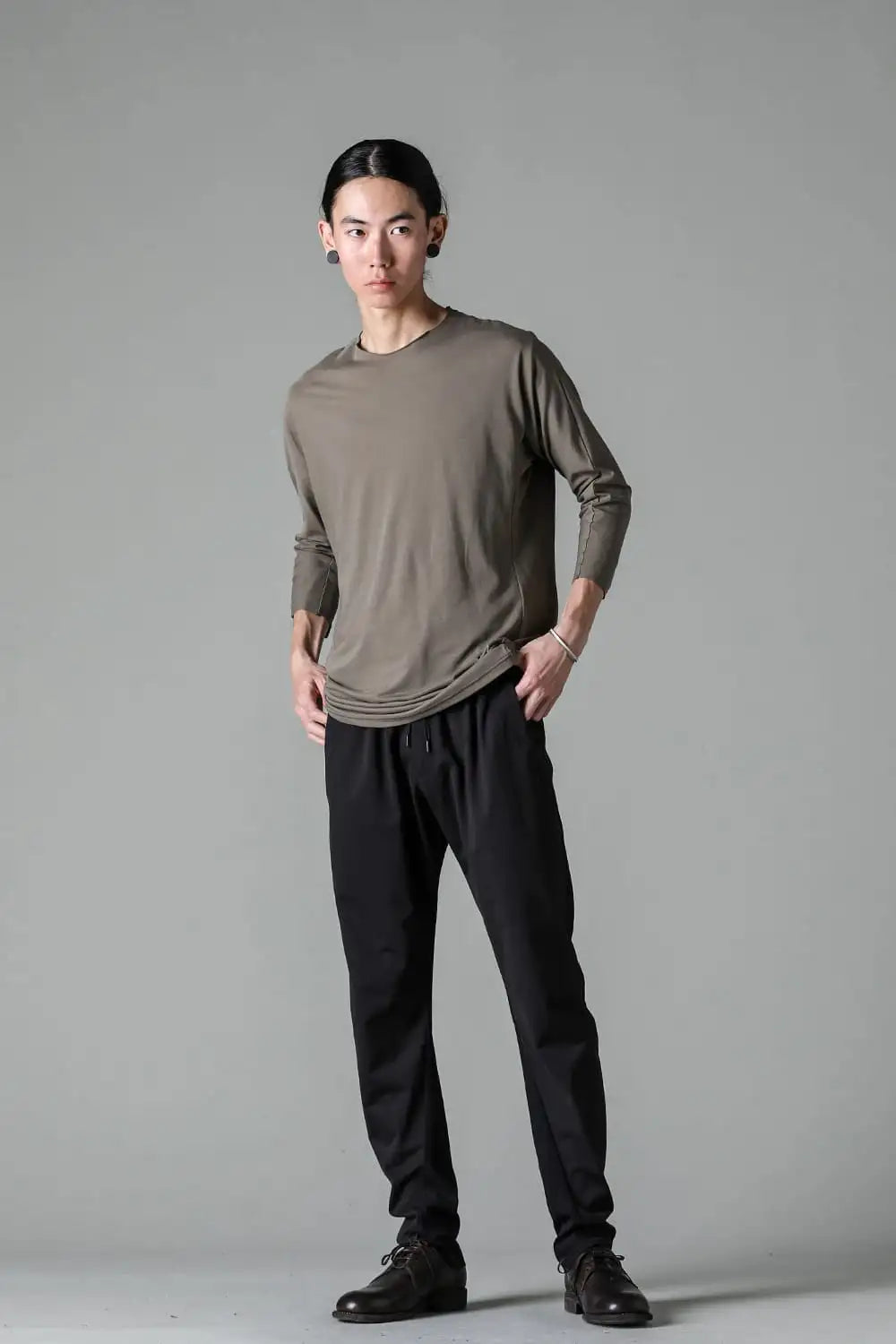 Eight-quarter sleeve high twist jersey Olive