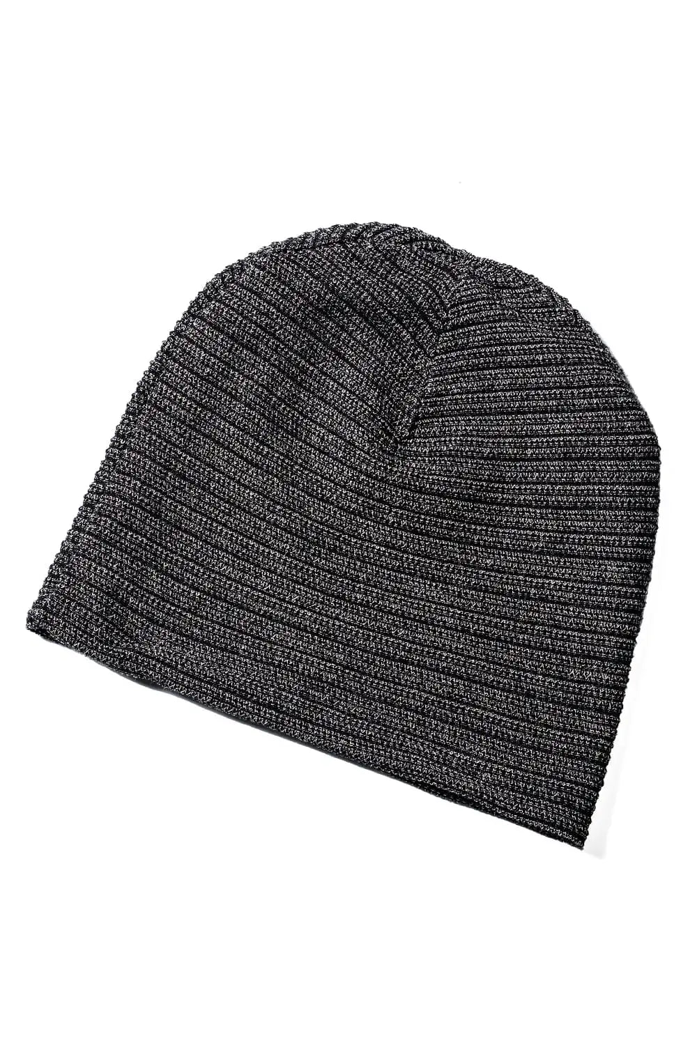 Knit cap high twist cotton stripe Black