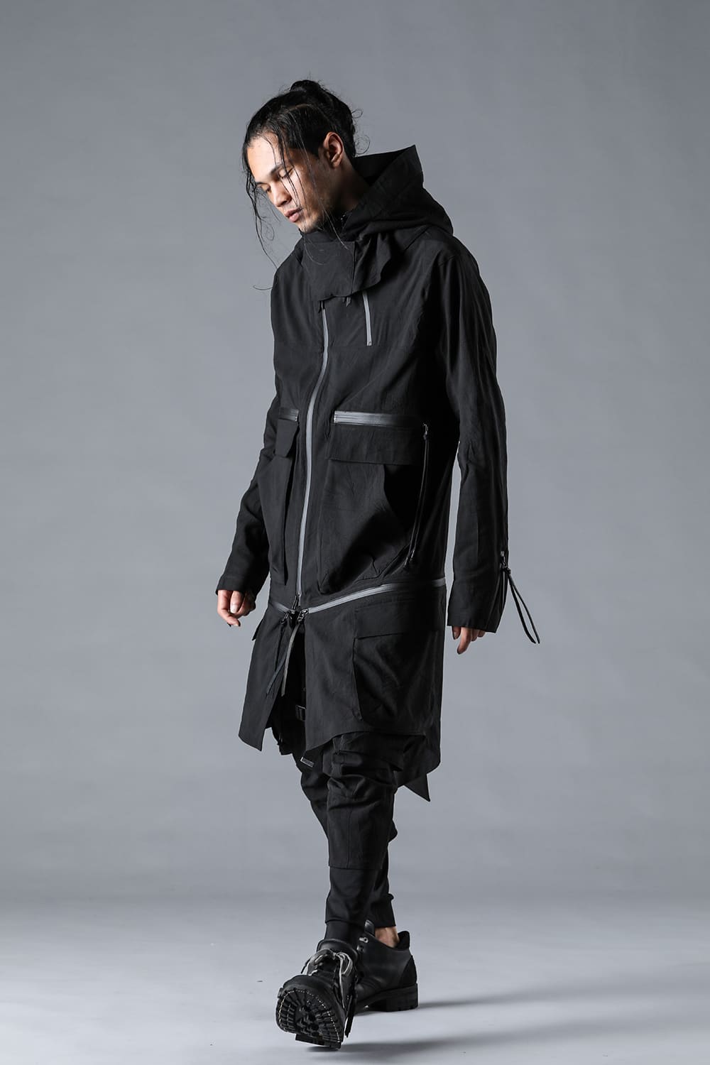 Salt-Shrunk Washed Dobby Border Military Coat