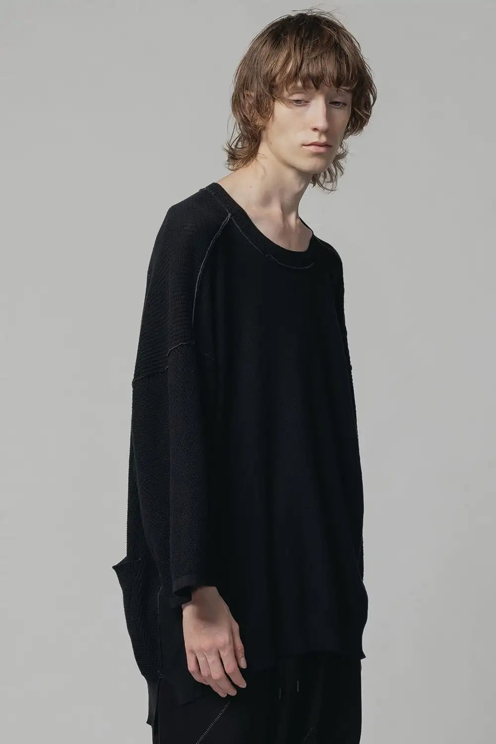 14G Mix Yarn S/S Sweater Black