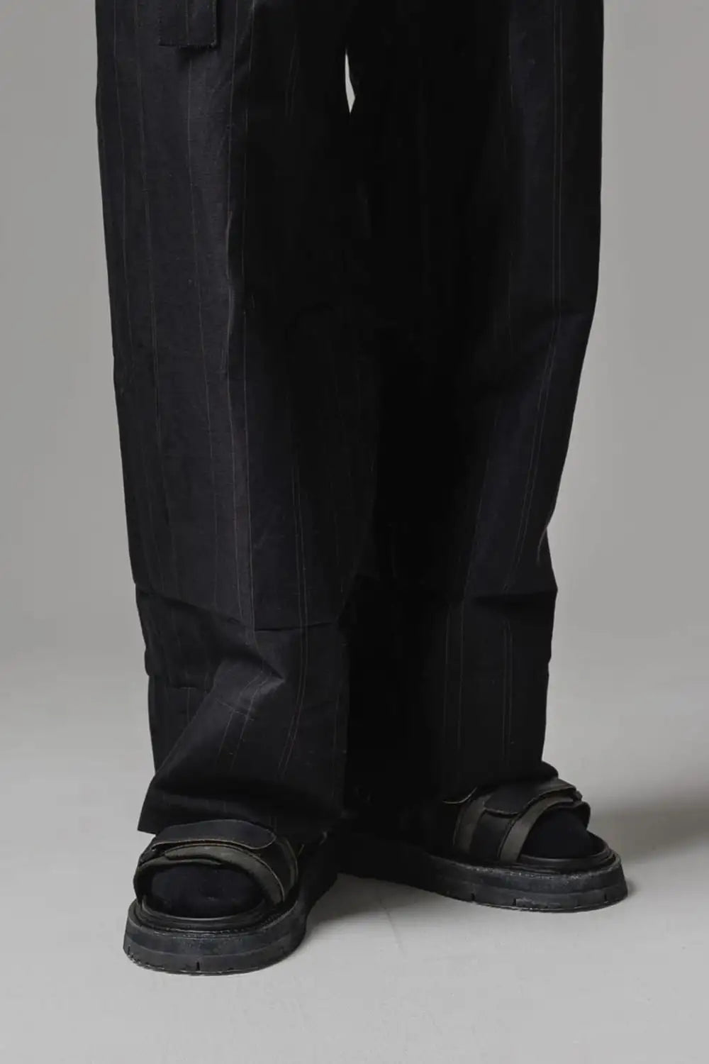 Cuffs baggy pant cotton / linen stripe