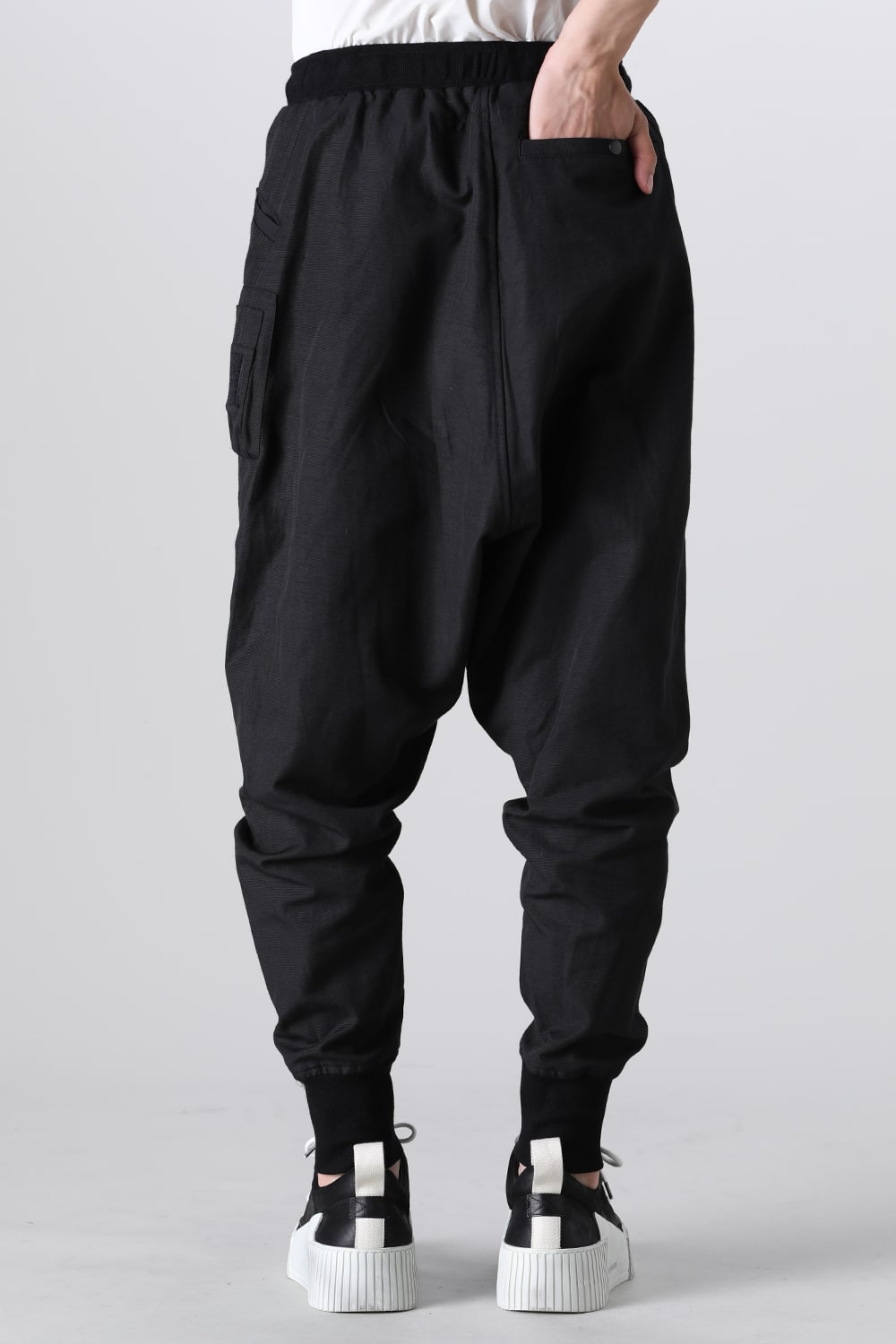 Nylon/Cotton Grosgrain Sarrouel Pants Black