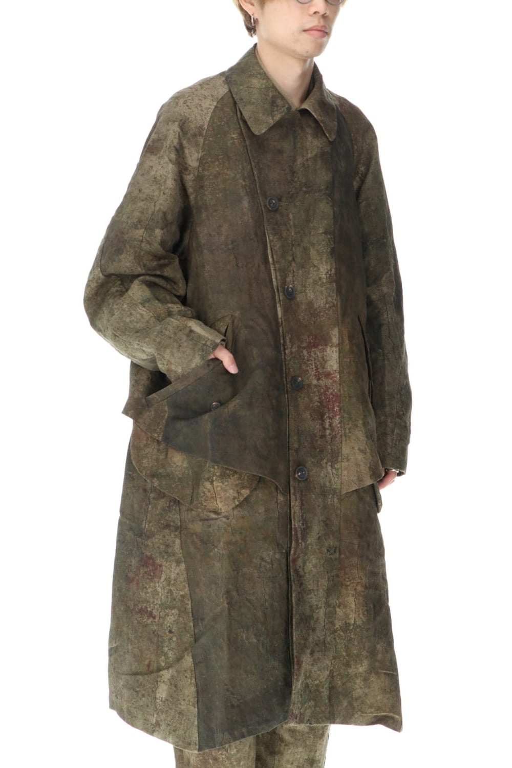 Uneven Dyed Soutien Collar Coat