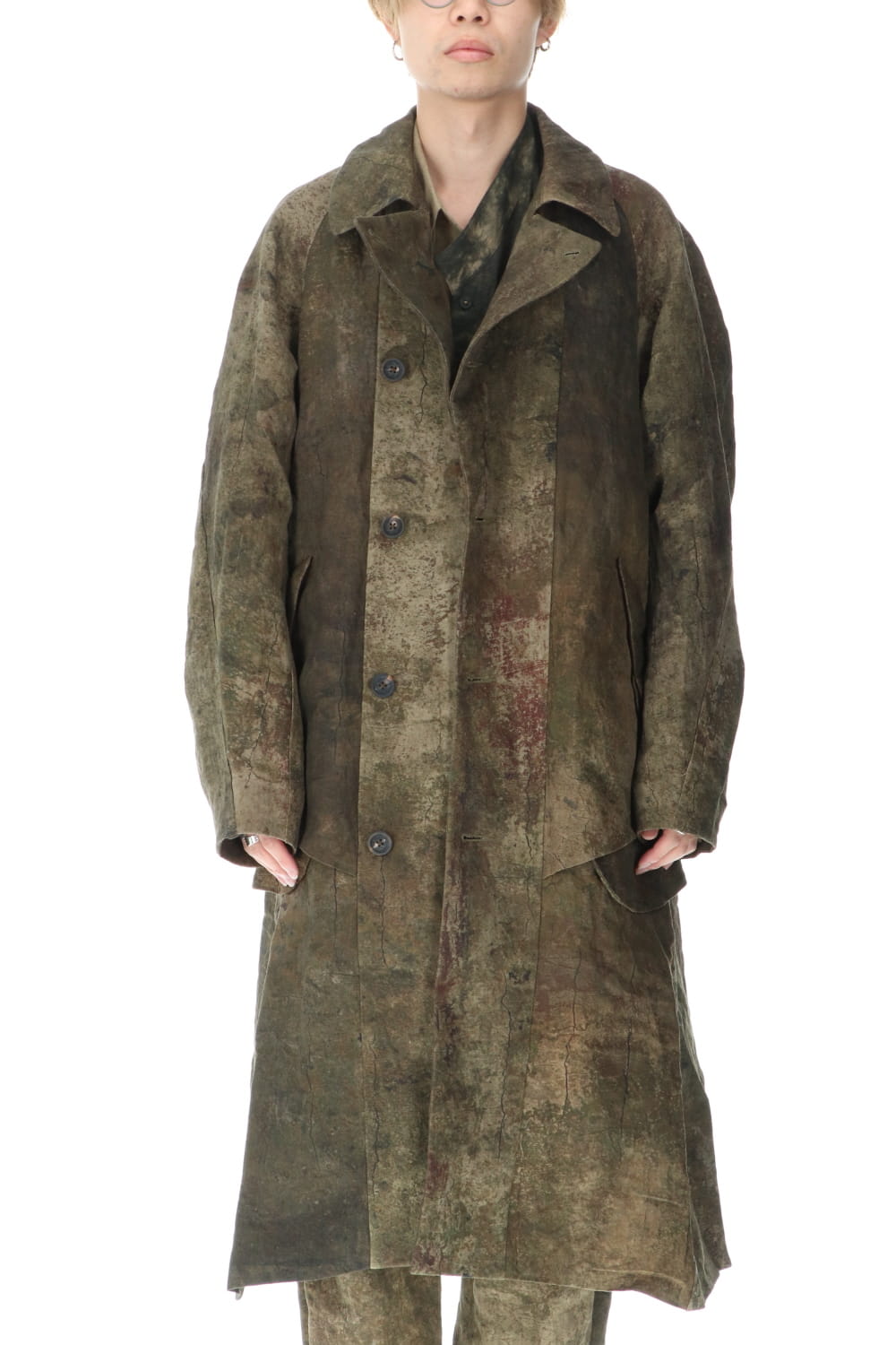 Uneven Dyed Soutien Collar Coat