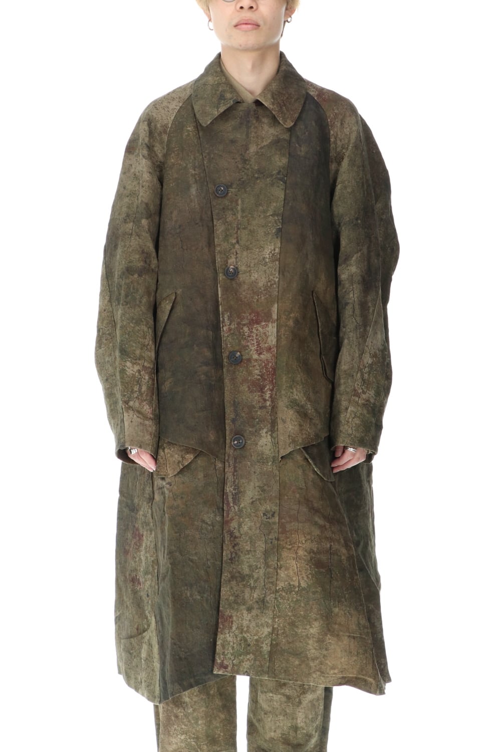 Uneven Dyed Soutien Collar Coat