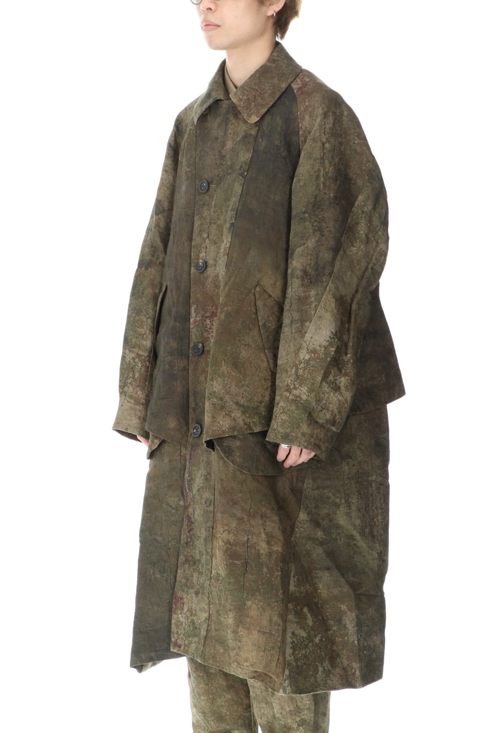 Uneven Dyed Soutien Collar Coat