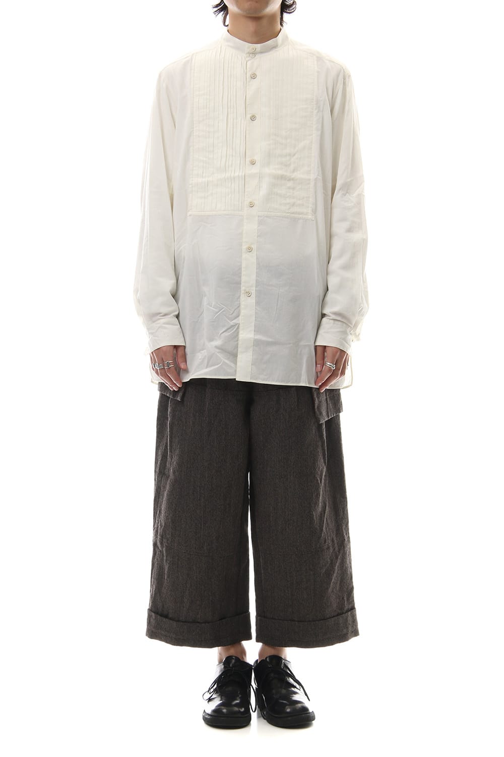 No collar Pleats Shirt