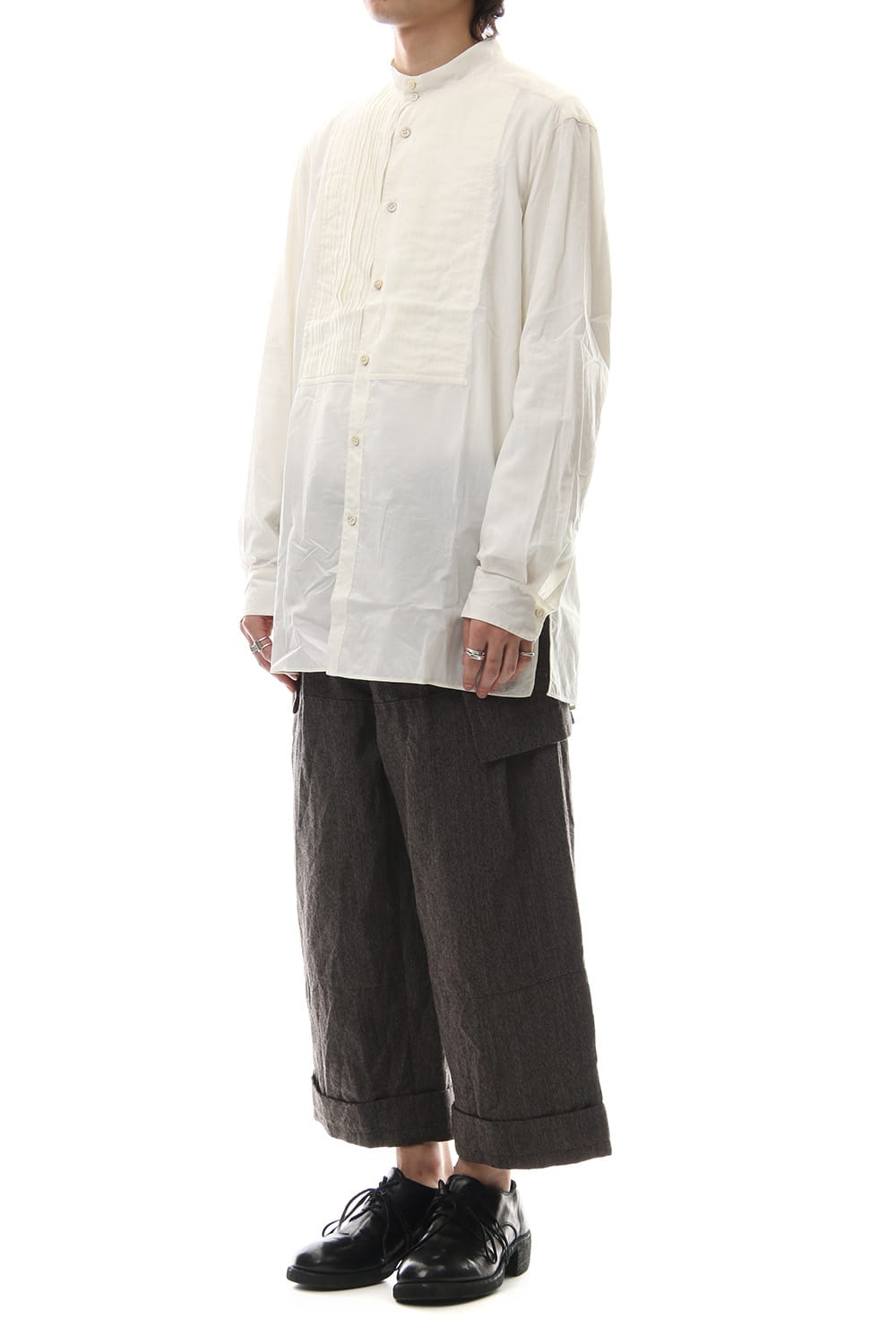 No collar Pleats Shirt