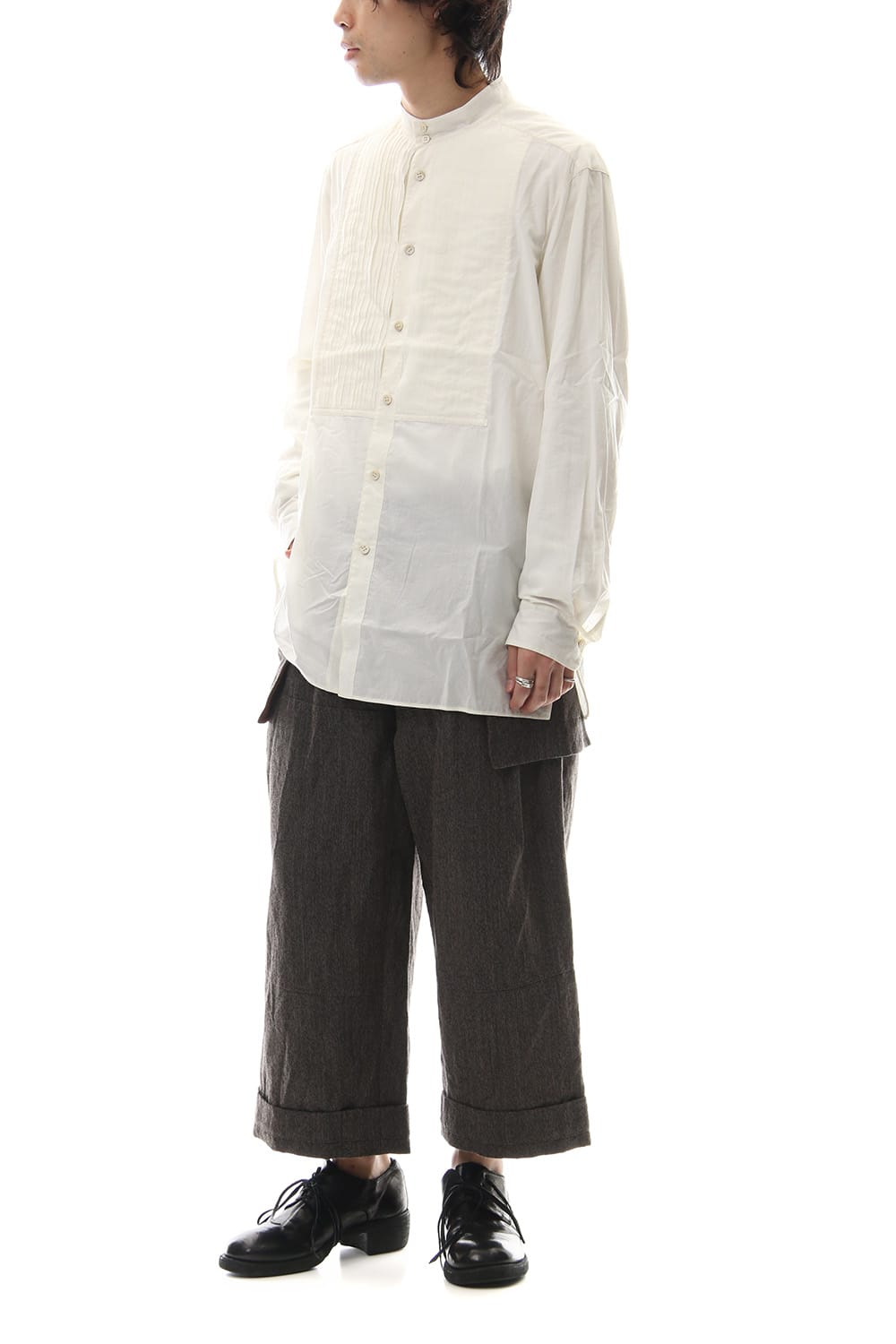 No collar Pleats Shirt