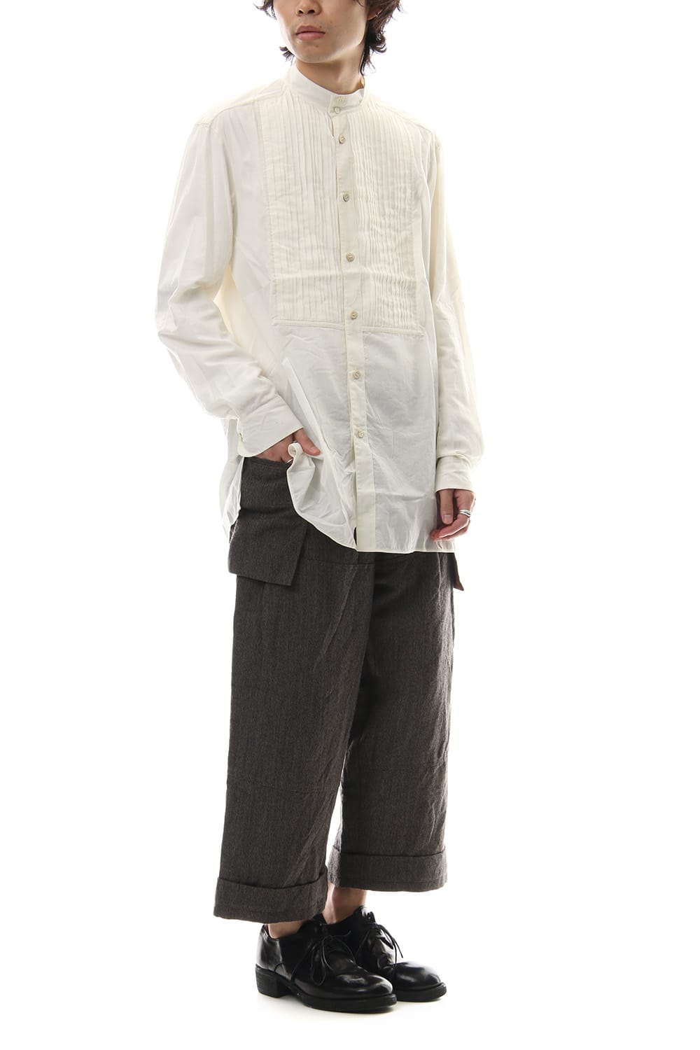 No collar Pleats Shirt