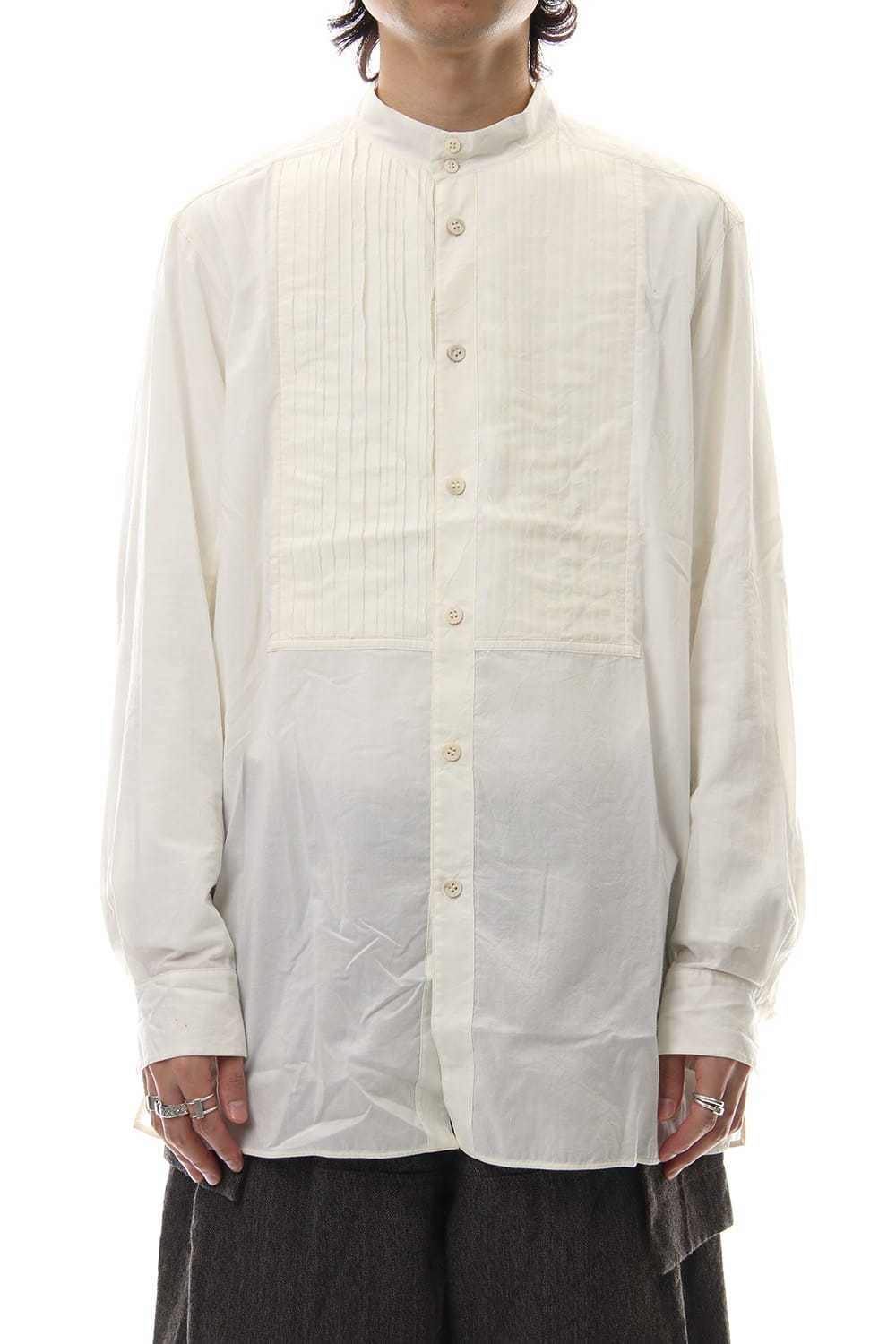 No collar Pleats Shirt