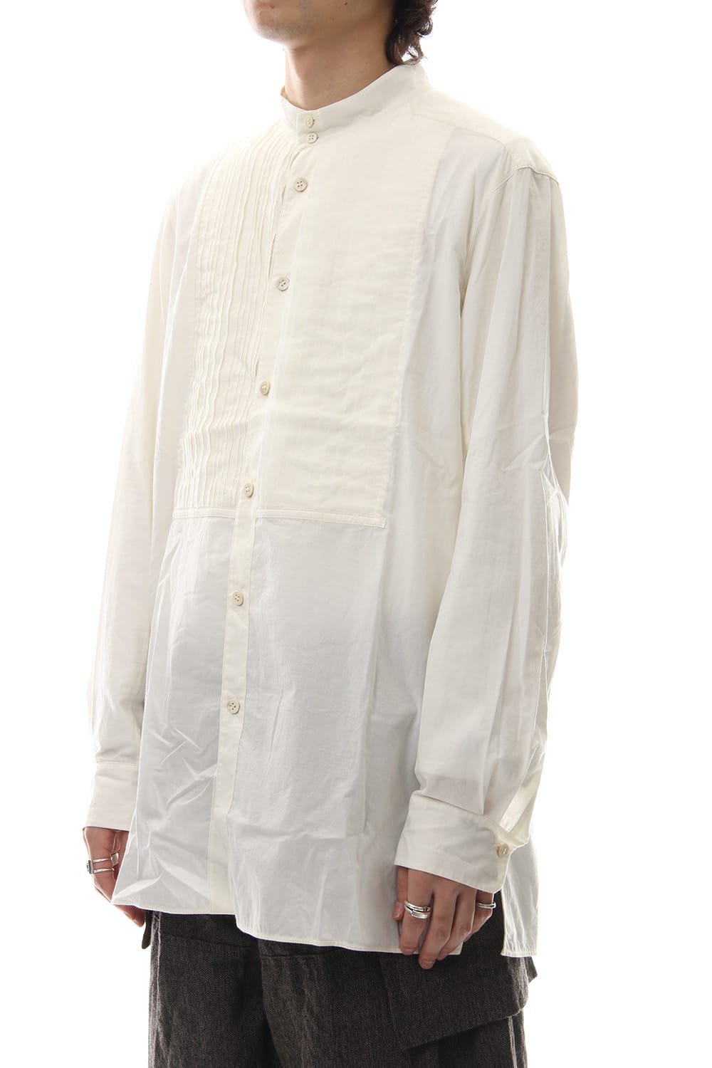 No collar Pleats Shirt