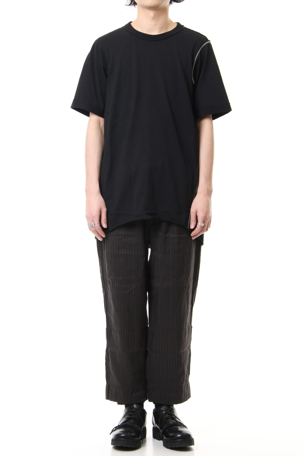 Hem layered Striped cropped pants 0M191 0517