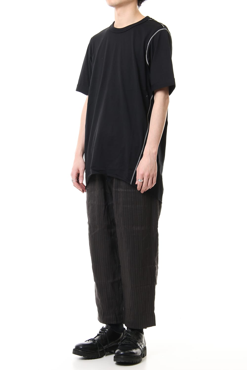 Hem layered Striped cropped pants 0M191 0517
