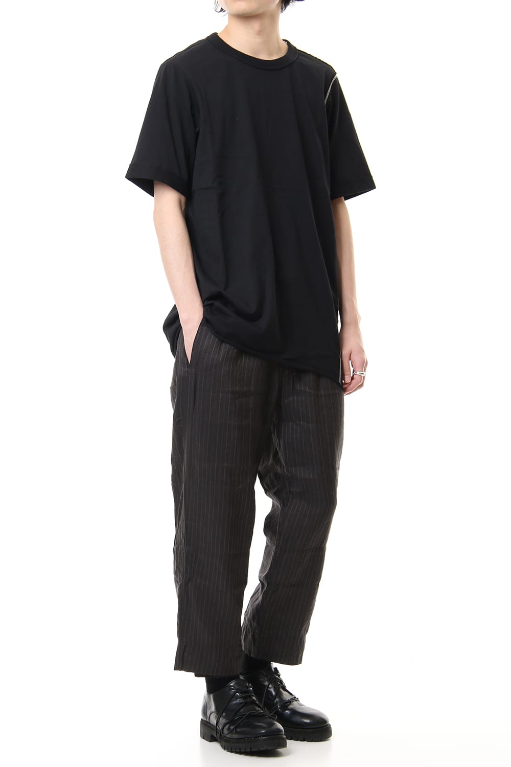 Hem layered Striped cropped pants 0M191 0517