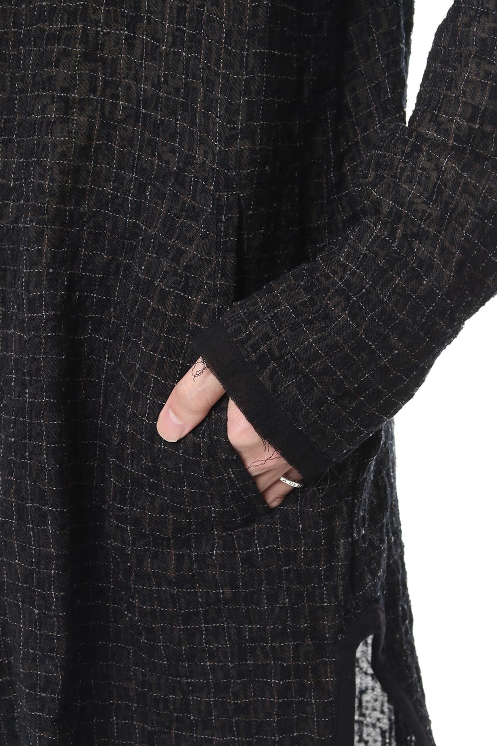 Solid Check Hooded Coat