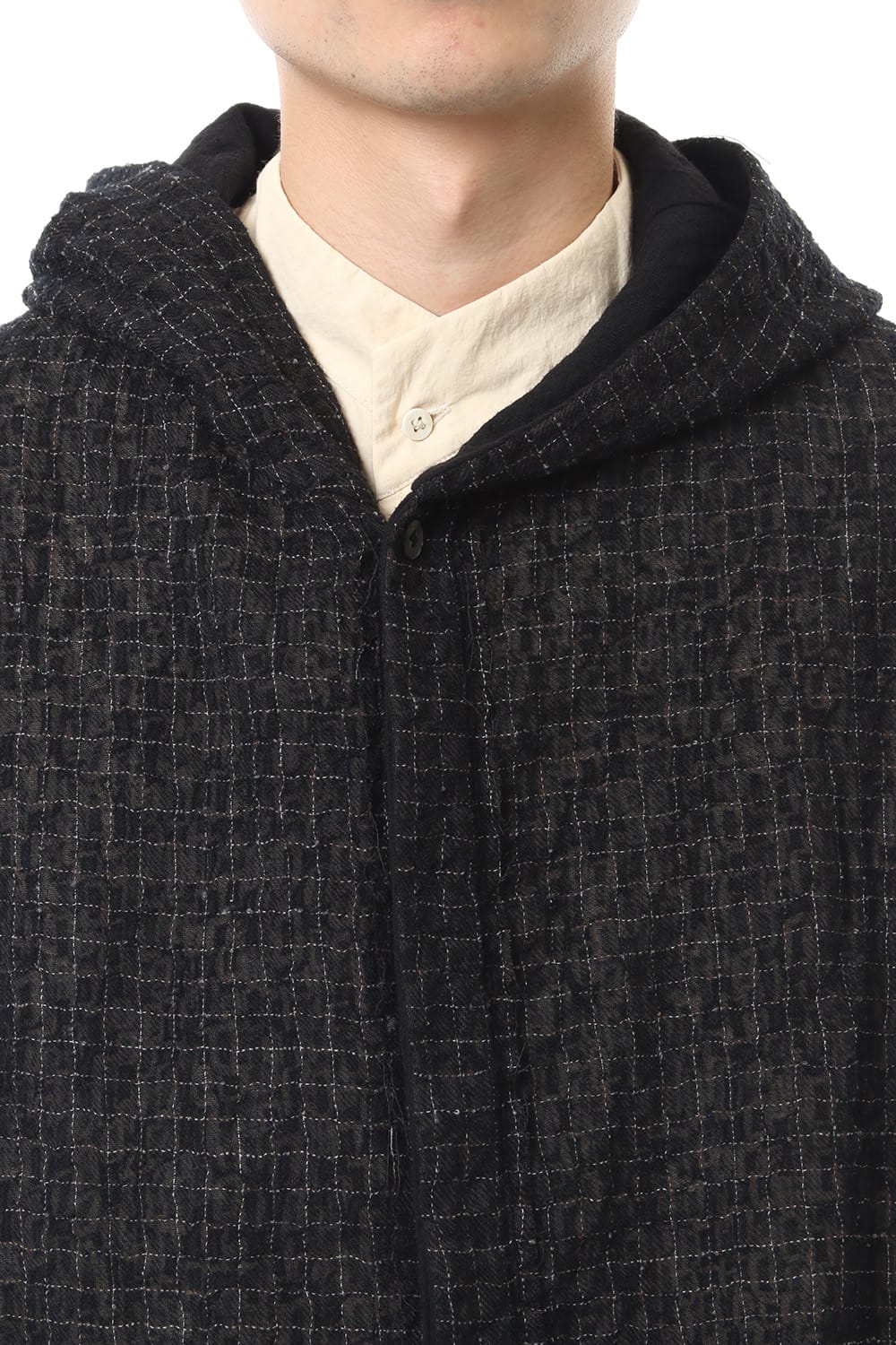 Solid Check Hooded Coat