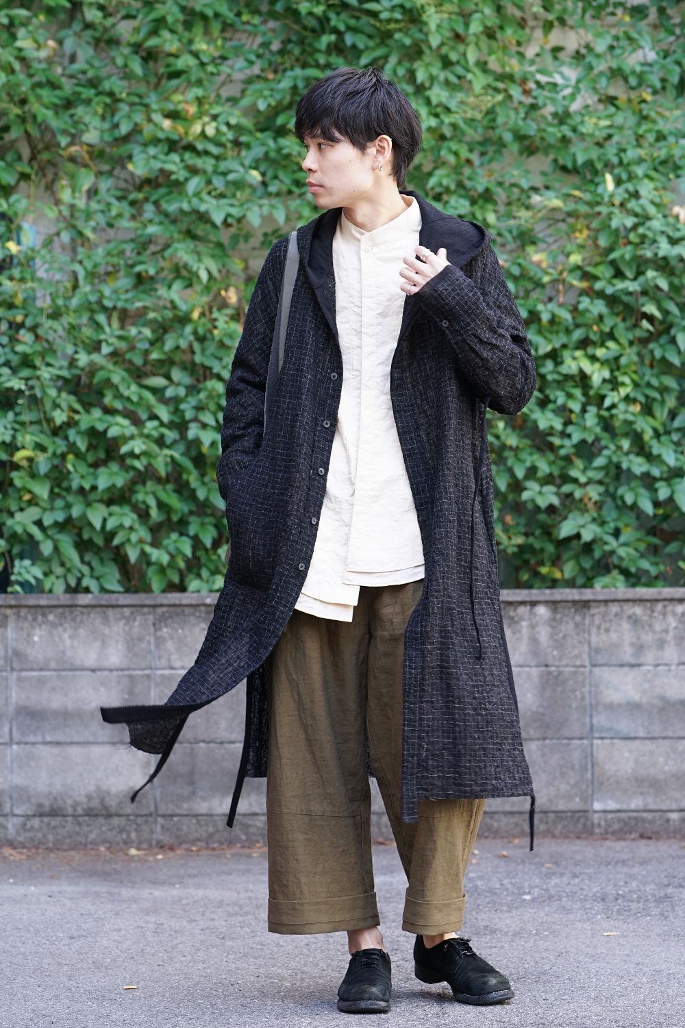 Solid Check Hooded Coat