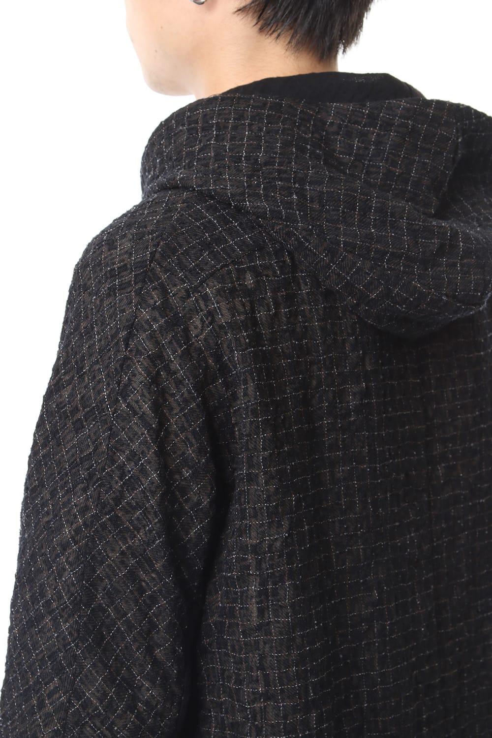 Solid Check Hooded Coat