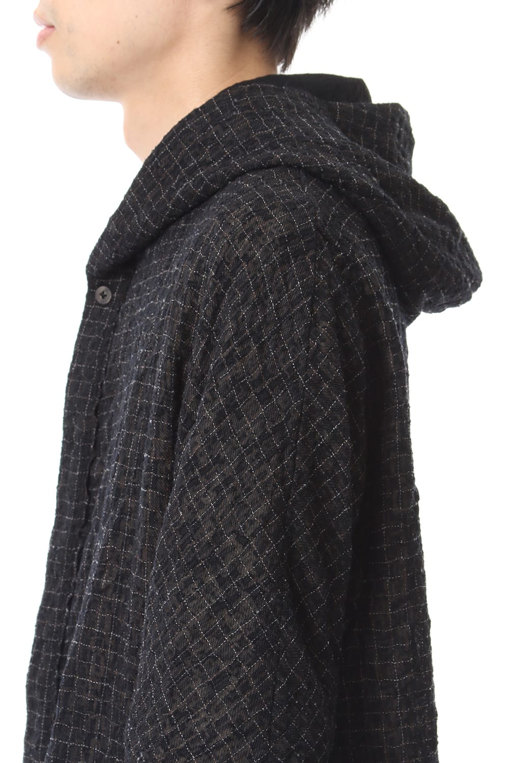 Solid Check Hooded Coat