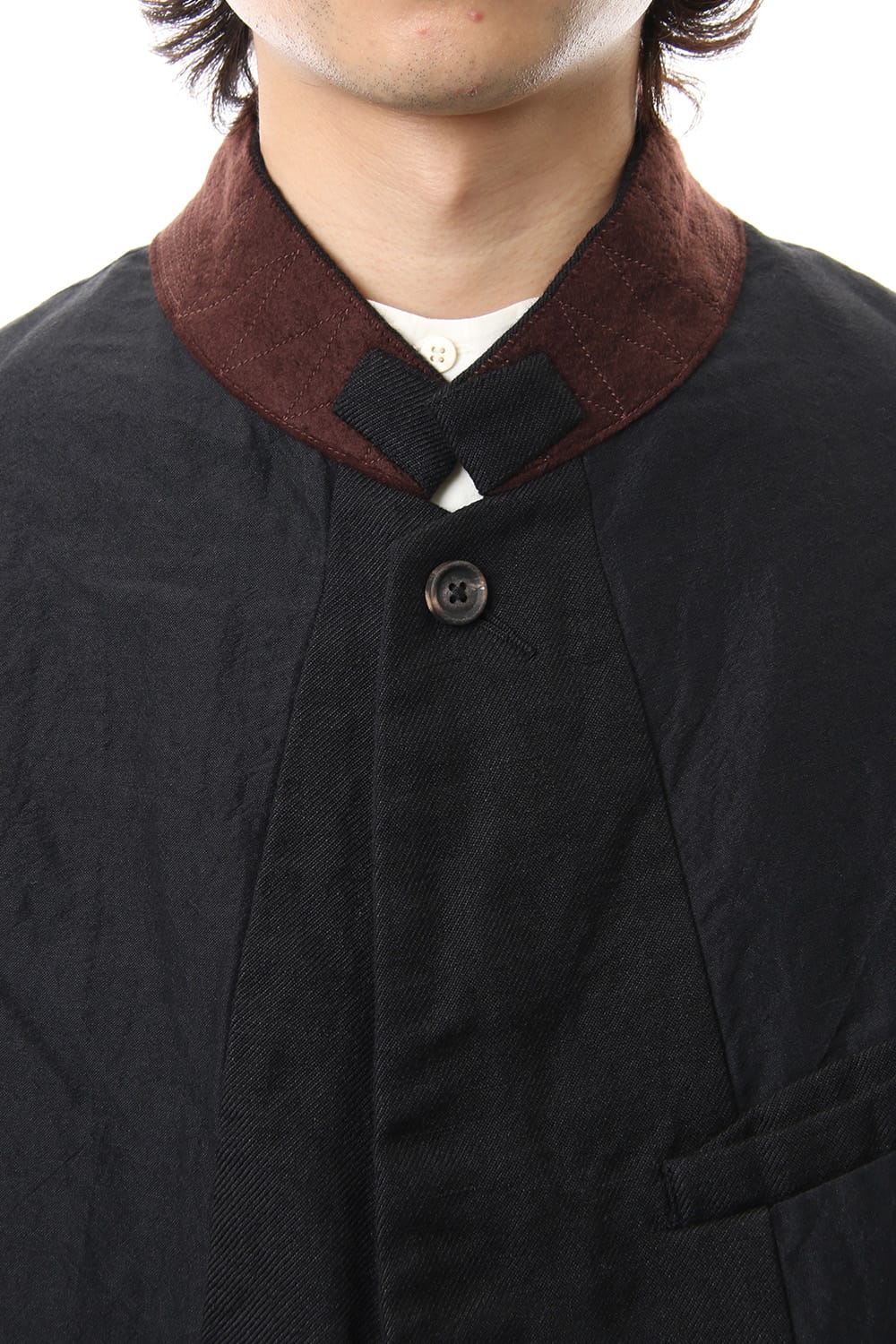 No Collar Stripe Sleeve Jacket