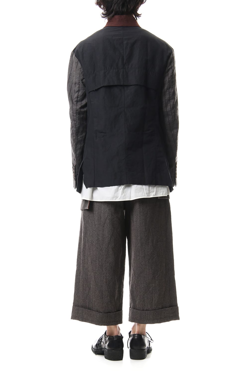 No Collar Stripe Sleeve Jacket