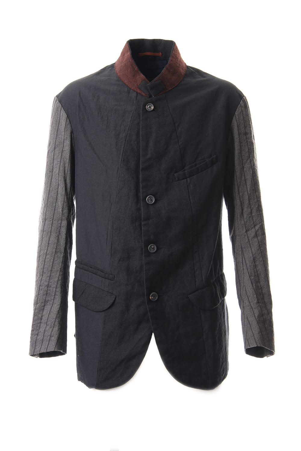 No Collar Stripe Sleeve Jacket