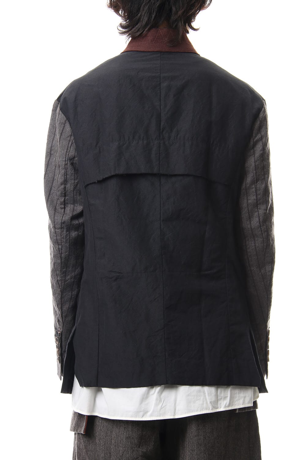 No Collar Stripe Sleeve Jacket