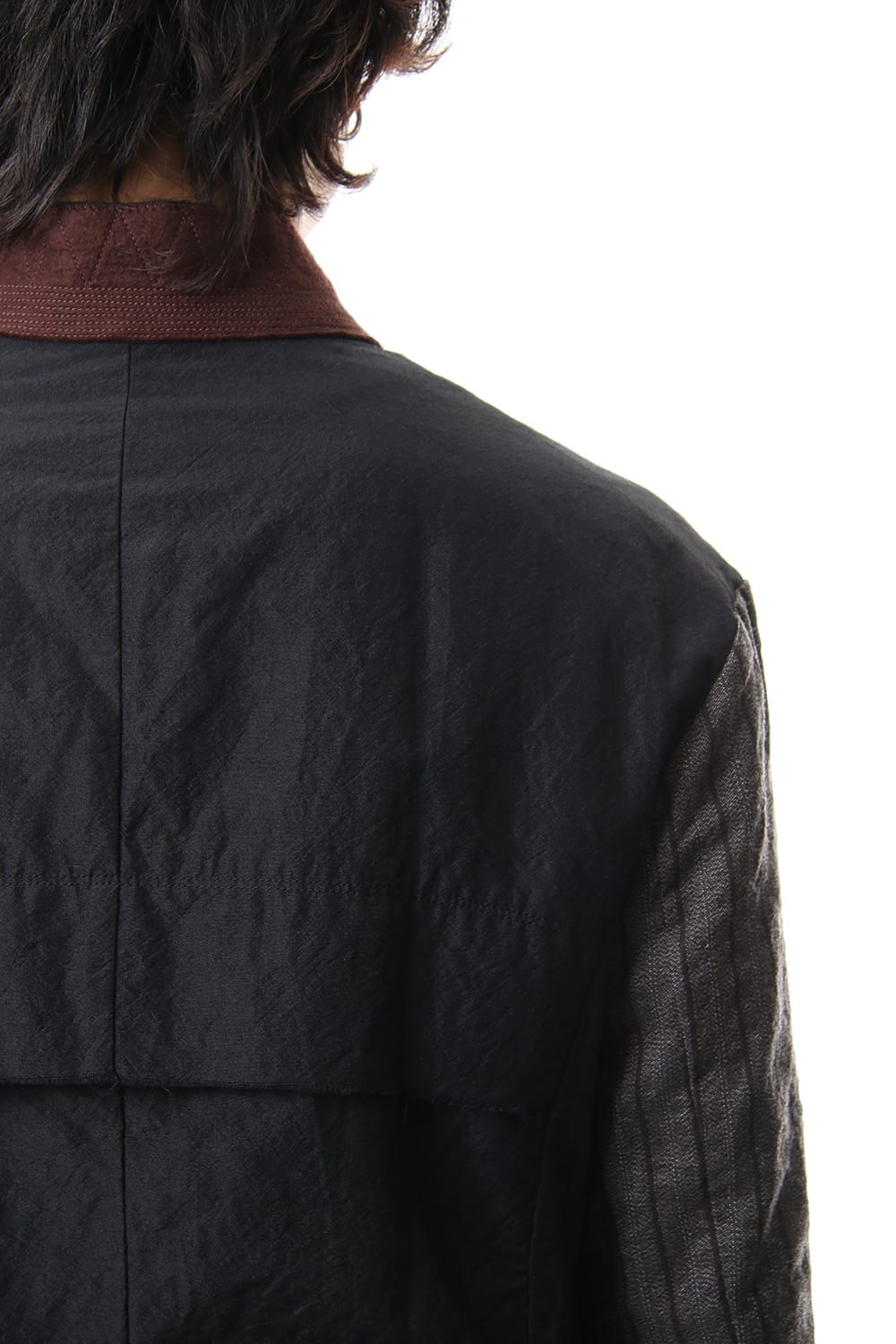 No Collar Stripe Sleeve Jacket