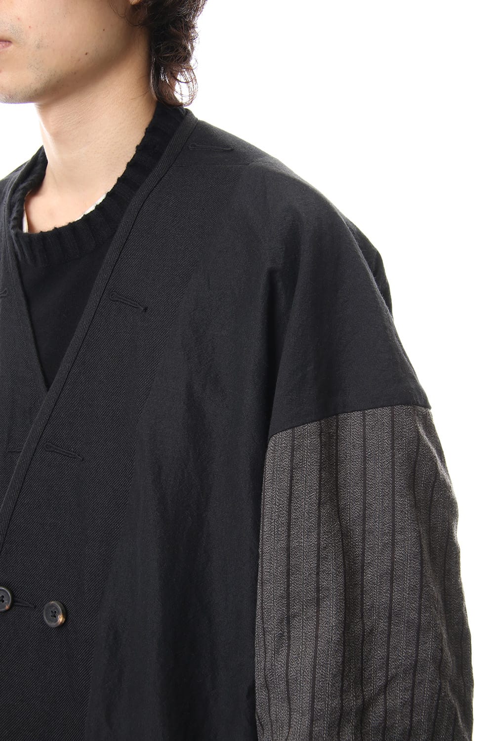 No Collar Double Dreast Coat