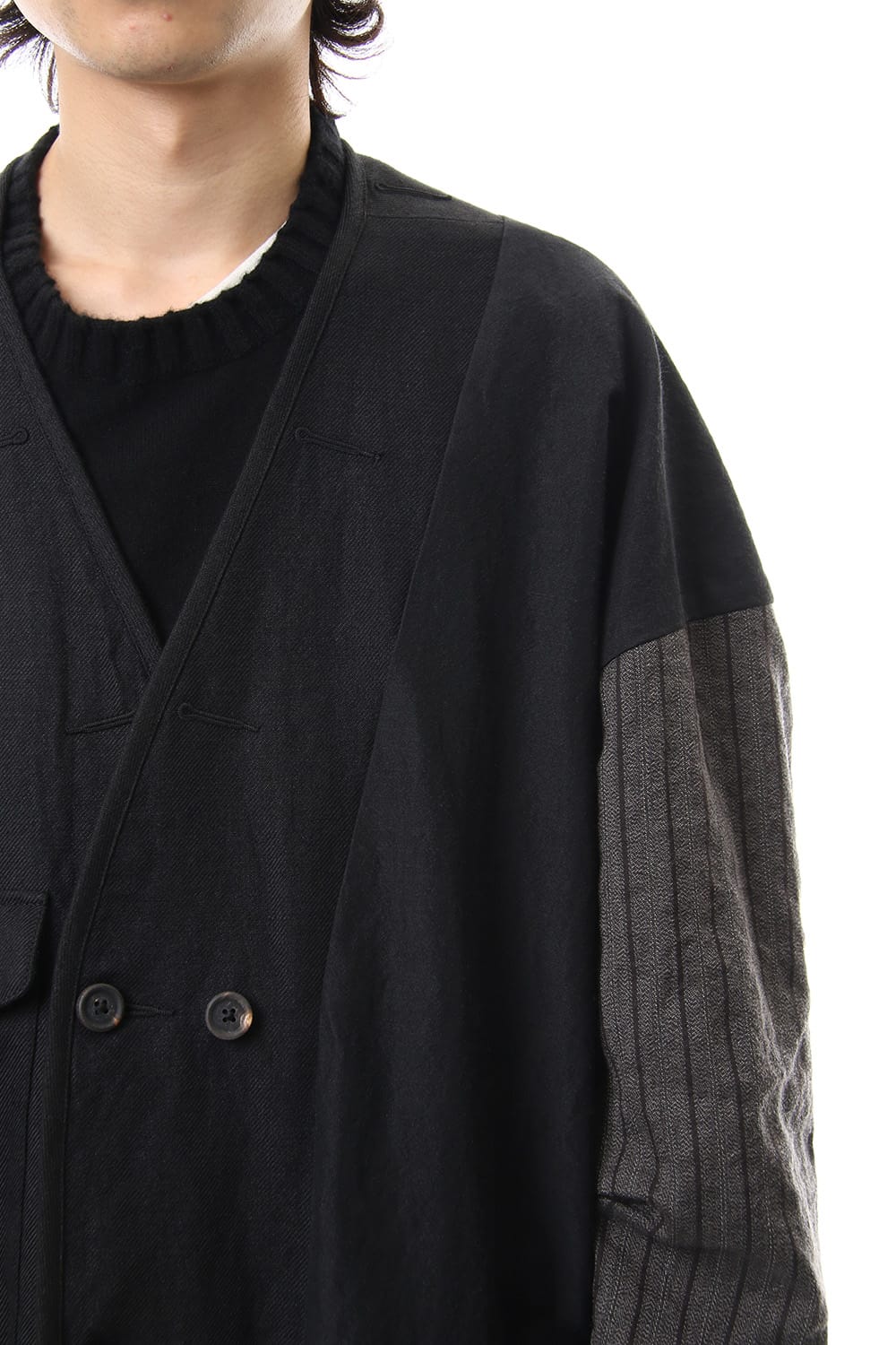 No Collar Double Dreast Coat