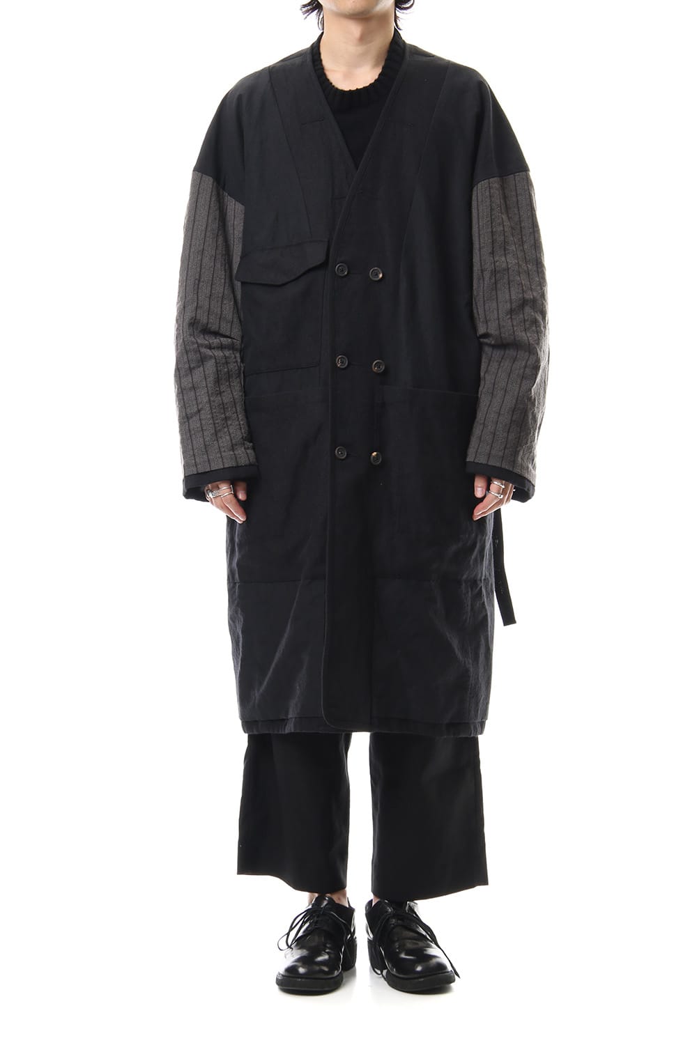 No Collar Double Dreast Coat