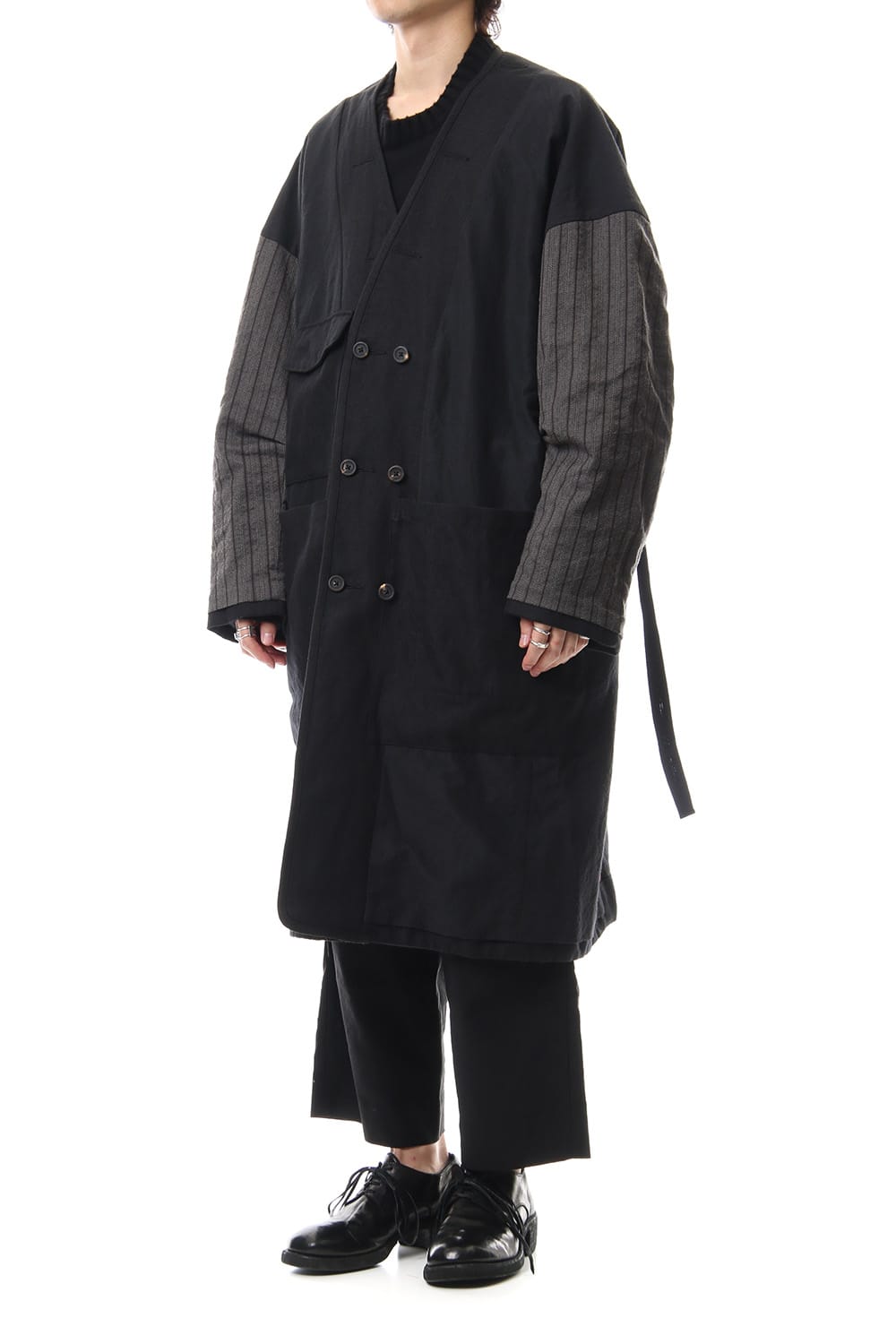 No Collar Double Dreast Coat