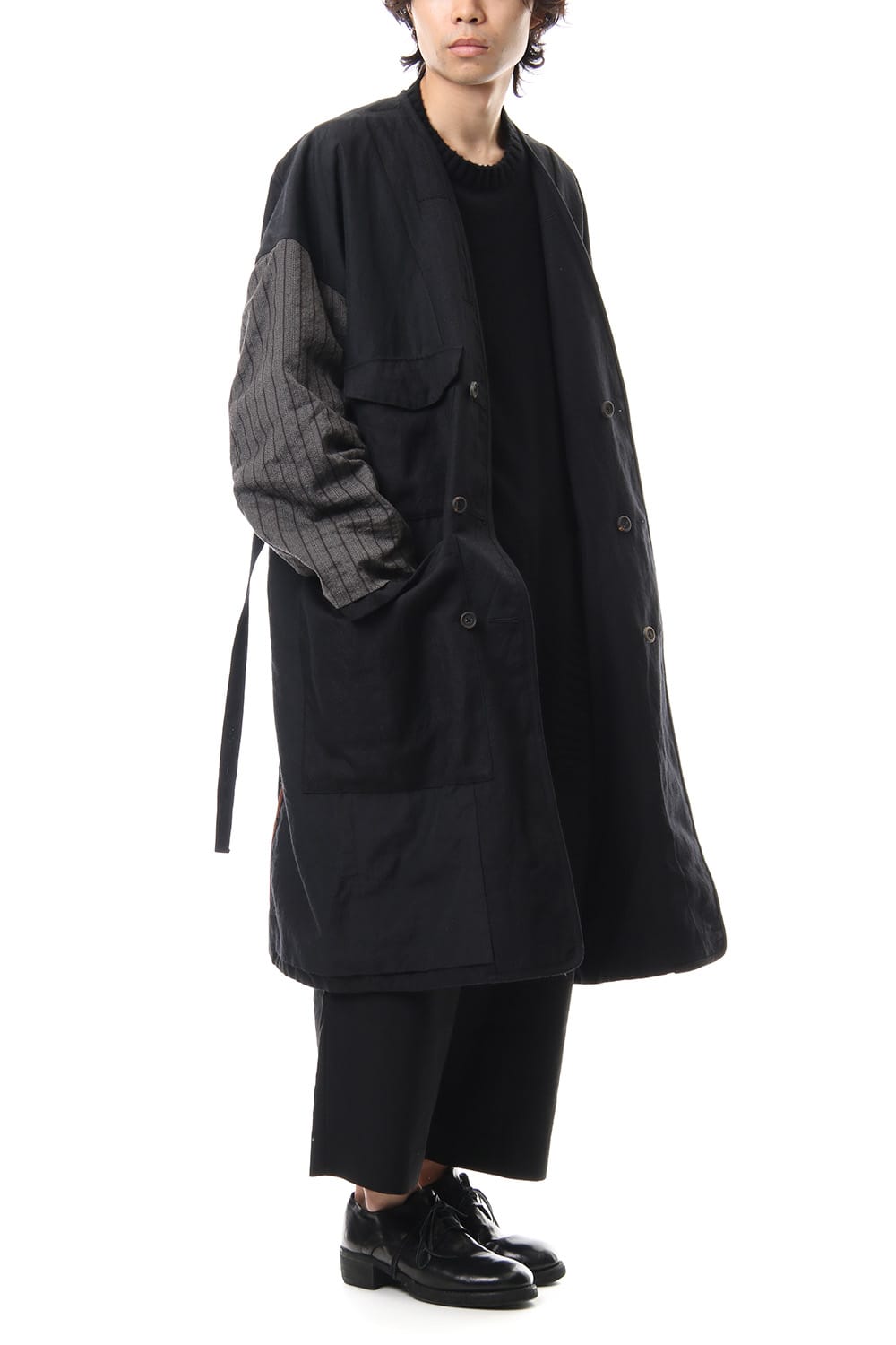 No Collar Double Dreast Coat