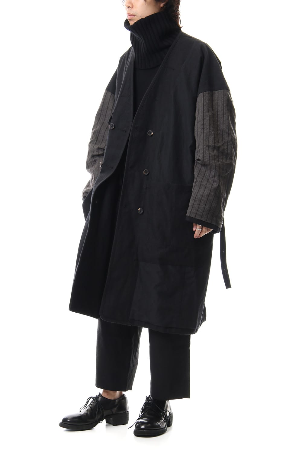 No Collar Double Dreast Coat