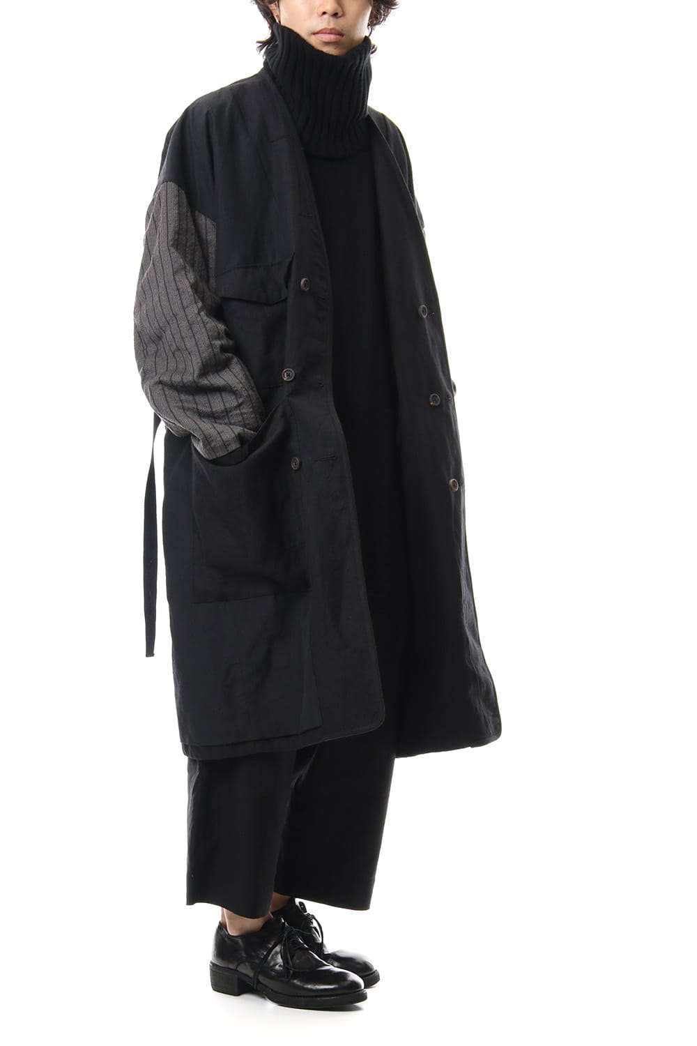 No Collar Double Dreast Coat