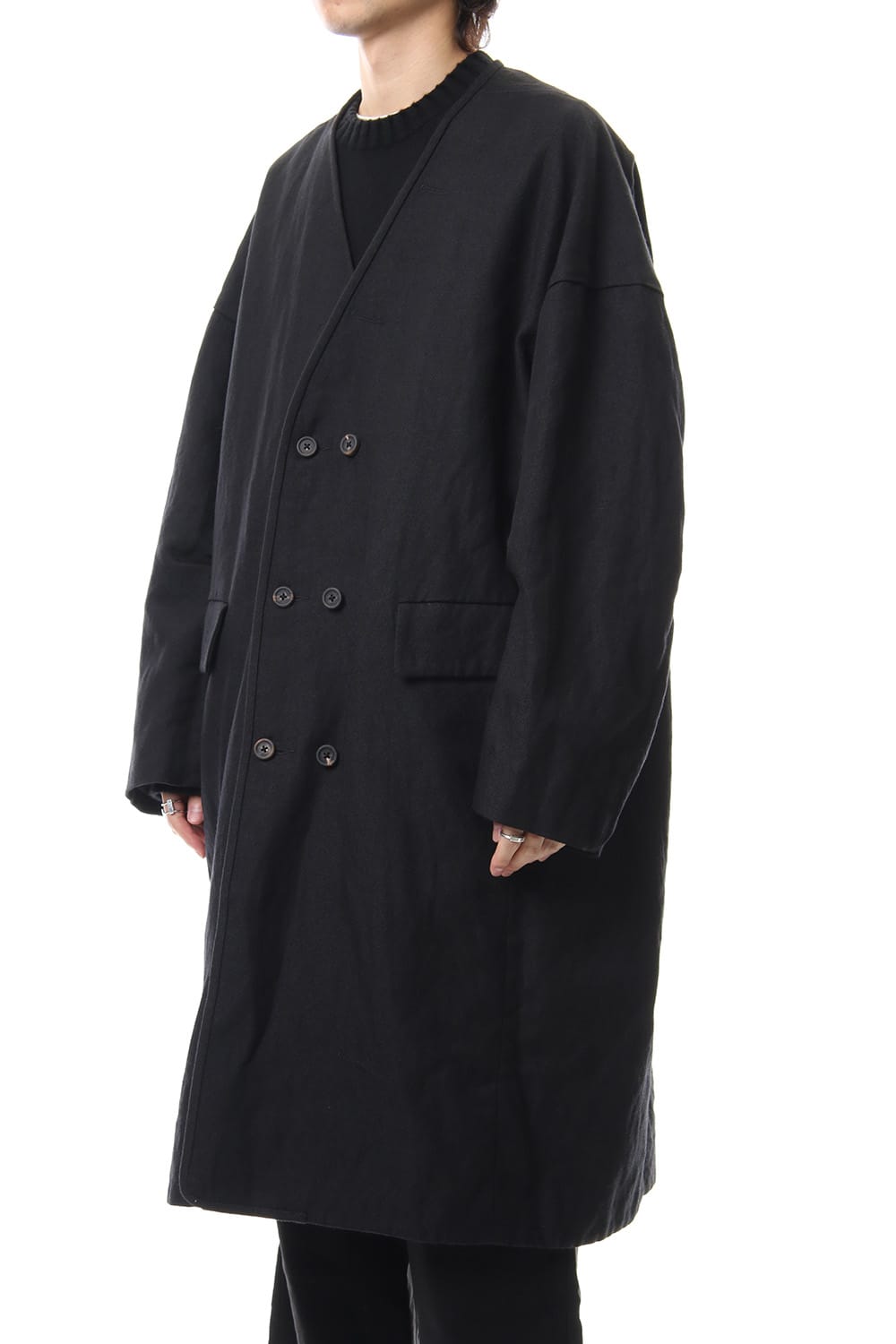 No Collar Double Dreast Coat