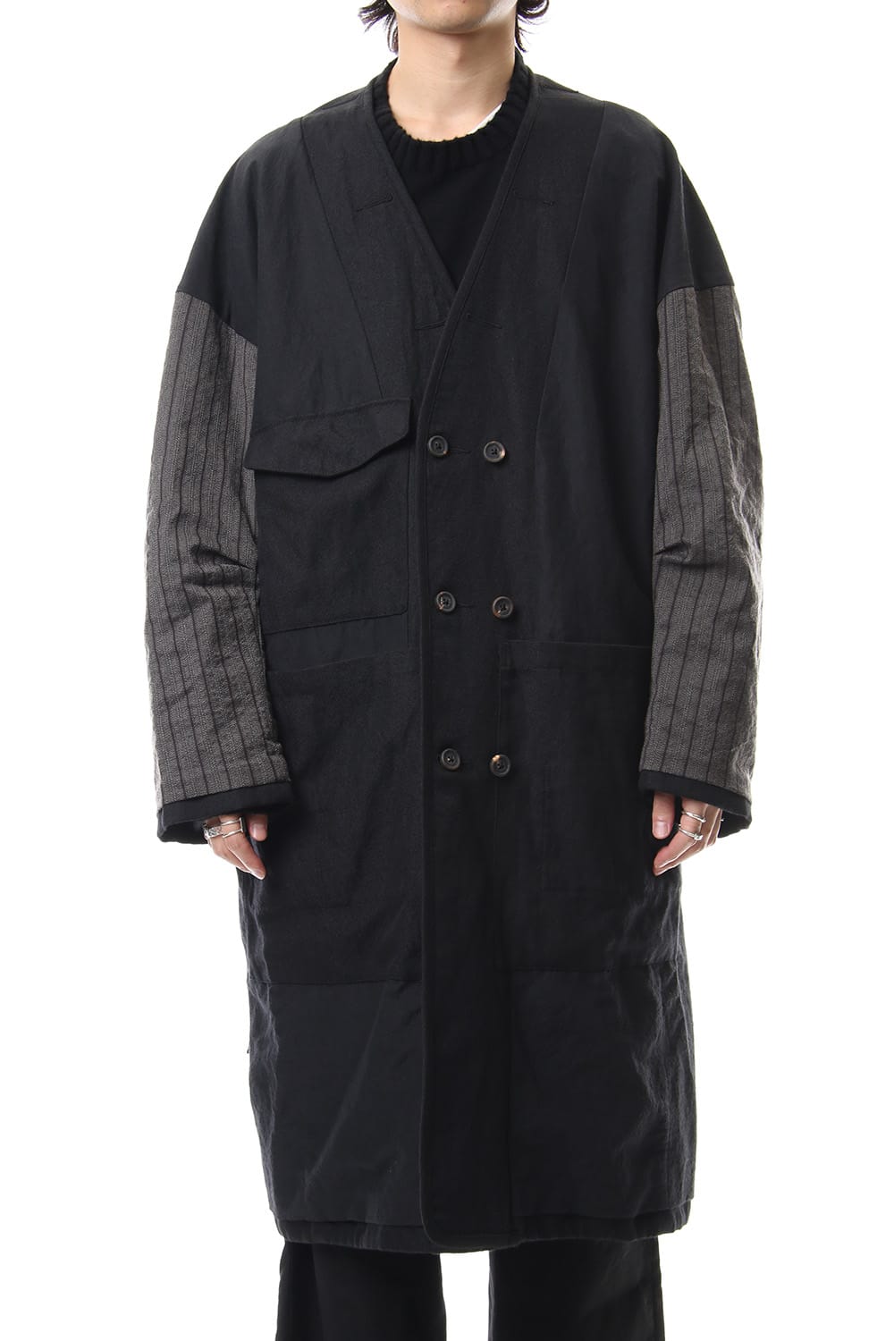 No Collar Double Dreast Coat