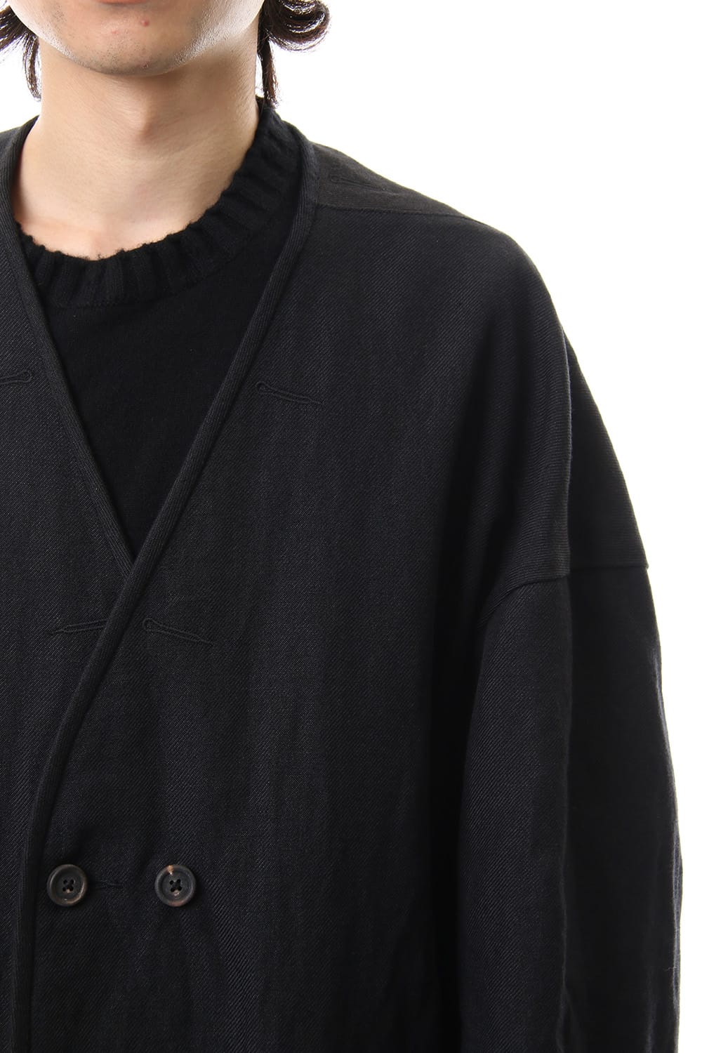 No Collar Double Dreast Coat