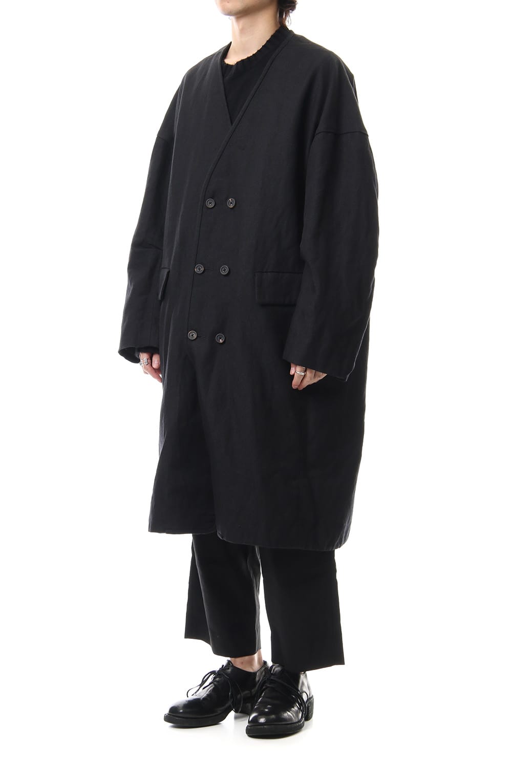 No Collar Double Dreast Coat