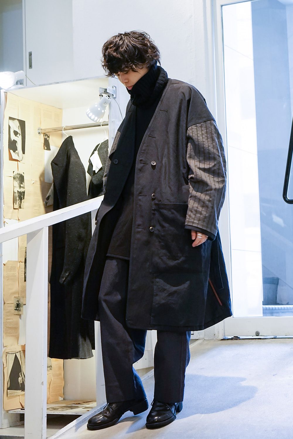 No Collar Double Dreast Coat